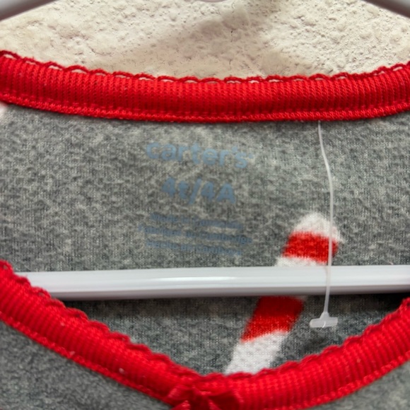 Carter's Grey with Candy Canes Christmas Fleece Night Gown Pajamas 4T - Picture 2 of 4